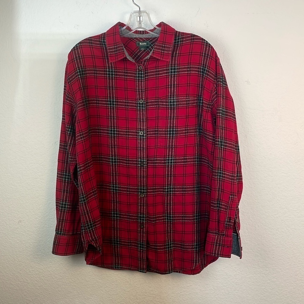 Roots Canada Men's Medium FLANNEL Soft Buffalo Plaid Red gorpcore